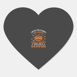 Pegatina En Forma De Corazón Feliz Halloween Vampiro Calabaza Bruja Sombrero Mu
