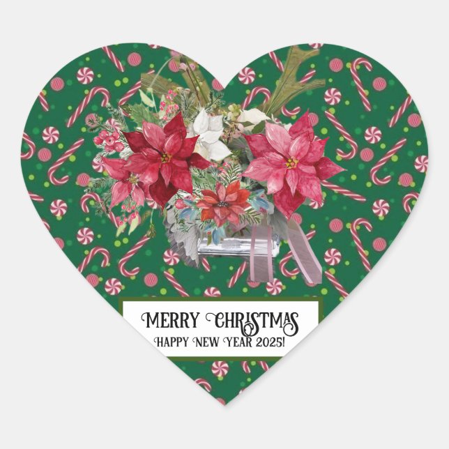 Pegatina En Forma De Corazón ¡Feliz Navidad! (Anverso)