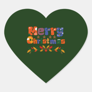 Pegatina En Forma De Corazón Feliz Navidad