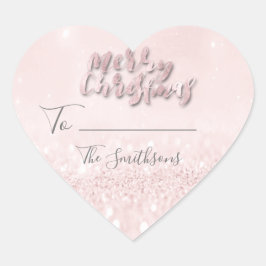 Pegatina En Forma De Corazón Feliz Navidad a... De nombre Holiday Corazón Rosa