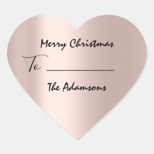 Pegatina En Forma De Corazón Feliz Navidad a... De Rosa de vacaciones de nombre