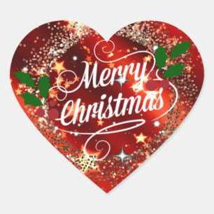 Pegatina En Forma De Corazón Feliz Navidad brillante y brillante