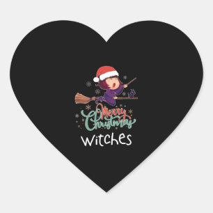 Pegatina En Forma De Corazón Feliz Navidad Bruja camiseta Navidades de baño vís