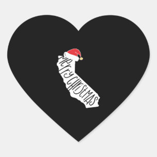 Pegatina En Forma De Corazón Feliz Navidad California