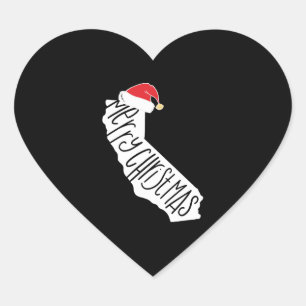 Pegatina En Forma De Corazón Feliz Navidad California
