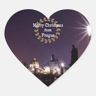 Pegatina En Forma De Corazón Feliz Navidad desde Praga
