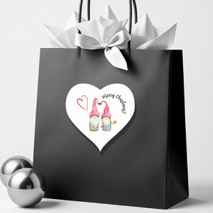 Pegatina En Forma De Corazón Feliz Navidad Gnomo Invernal Enamorado