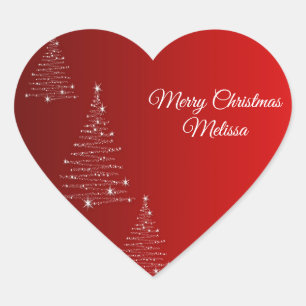 Pegatina En Forma De Corazón Feliz Navidad. Greeting.Name.