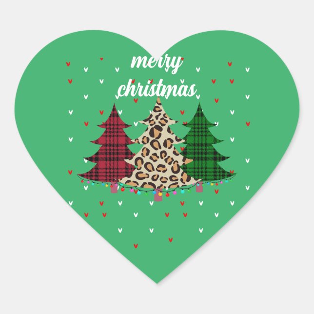 Pegatina En Forma De Corazón Feliz Navidad Moderno y Elegante  (Anverso)