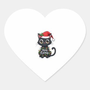 Pegatina En Forma De Corazón Feliz Navidad Navidades gatos negros Familia navid
