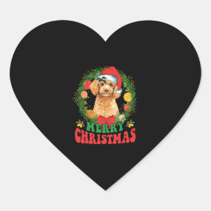 Pegatina En Forma De Corazón Feliz Navidad Poodle Santa Hat Perro Lover Ugly Sw