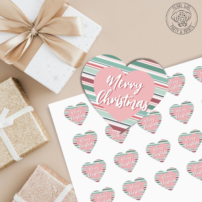 Pegatina En Forma De Corazón Feliz Navidad Rayado  (Subido por el creador)