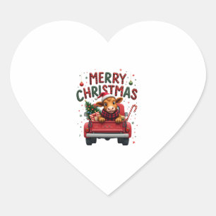 Pegatina En Forma De Corazón Feliz Navidad Vaca Altas Tierras Escocesas Granja
