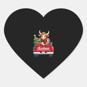 Pegatina En Forma De Corazón Feliz Navidad Vaca Highland Árbol de Navidad Camio