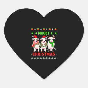 Pegatina En Forma De Corazón Feliz Navidad Vaca Navidad Suéter Feo Pijama