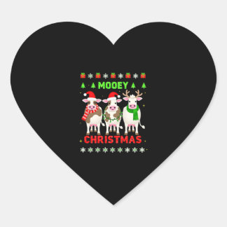 Pegatina En Forma De Corazón Feliz Navidad Vaca Navidad Suéter Feo Pijama 