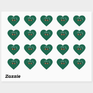 Pegatina En Forma De Corazón Feliz Navidad Verde