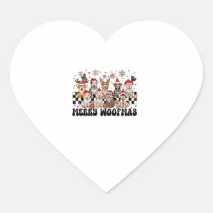 Pegatina En Forma De Corazón Feliz Navidad Woofmas Perros Amantes Cachorros San