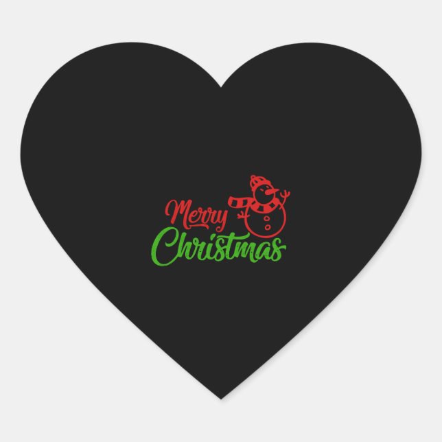 Pegatina En Forma De Corazón Feliz Navidad X Snowman (Anverso)