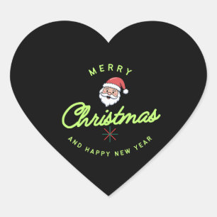 Pegatina En Forma De Corazón Feliz Navidad y Feliz Año Nuevo