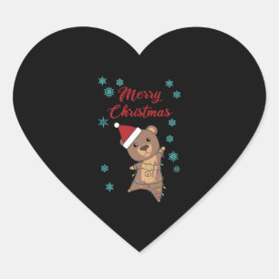 Pegatina En Forma De Corazón Feliz oso navideño Nieve oso oso de invierno Teddy