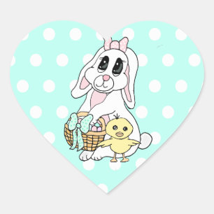 Pegatina En Forma De Corazón Feliz Pascua a tu Conejo y a tu Chick