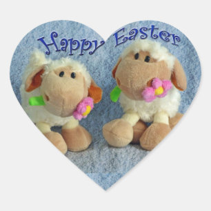 Pegatina En Forma De Corazón Feliz Pascua Lambs