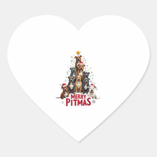Pegatina En Forma De Corazón Feliz Pitmas Pitbull Perro Suéter Feo De Navidad T