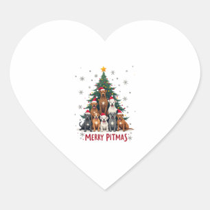 Pegatina En Forma De Corazón Feliz Pitmas Pitbull Perro Suéter Feo De Navidad T