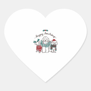 Pegatina En Forma De Corazón Feliz regalo de Navidades de perros divertidos de 