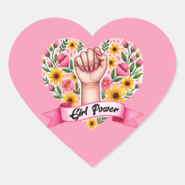 Pegatina En Forma De Corazón Feminista del poder chica