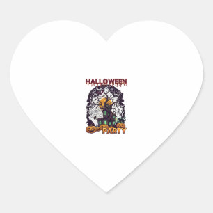 Pegatina En Forma De Corazón Fiesta de Halloween Casa Embrujada Árbol Calabazas