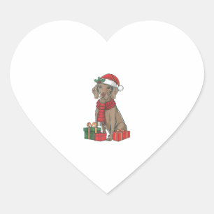 Pegatina En Forma De Corazón Fiesta de Navidad Decoración Santa Weimaraner Perr