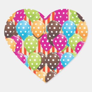 Pegatina En Forma De Corazón Fiesta Globos Stripes polka hace el circo Diversió