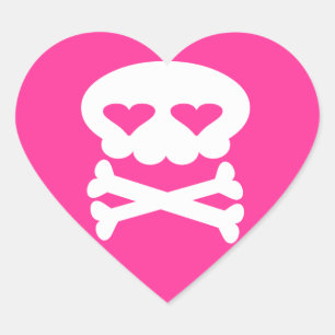 Pegatina En Forma De Corazón Fiesta Kawaii Cráneo Bonito