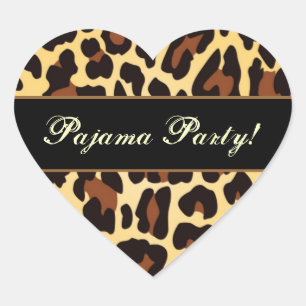 Pegatina En Forma De Corazón Fiesta Pajama de Leopardo Negro Oro