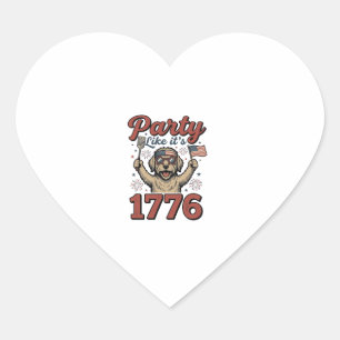 Pegatina En Forma De Corazón Fiesta Patriótica de Perros Como Si Fuera 1776 Cam