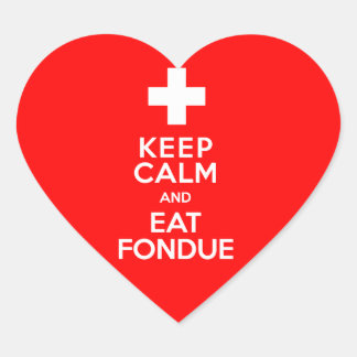 Pegatina En Forma De Corazón ¡Fiesta suizo! ¡Mantengan la calma y coman Fondue!