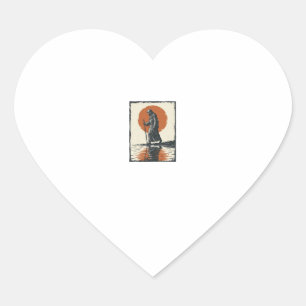 Pegatina En Forma De Corazón Figura caminando vintage reflejo de la puesta del 