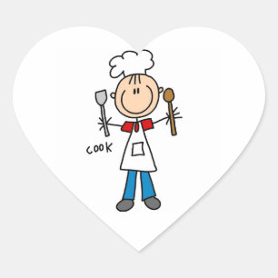 Pegatina En Forma De Corazón Figura de Palito Cocinero