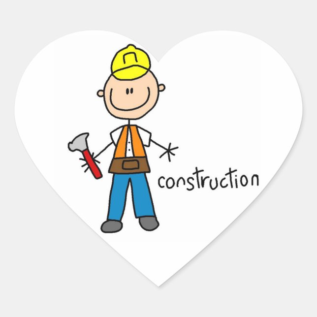 Pegatina En Forma De Corazón Figura de palito de construcción (Anverso)