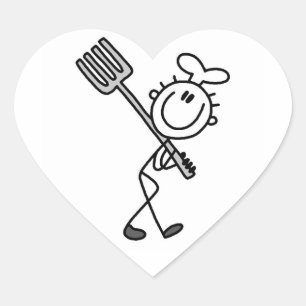 Pegatina En Forma De Corazón Figura de palitos de chef con tenedor