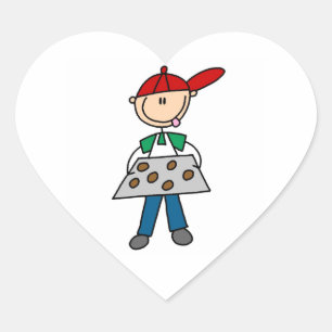 Pegatina En Forma De Corazón Figura de palitos horneando galletas