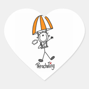 Pegatina En Forma De Corazón Figura de palo de paracaidismo