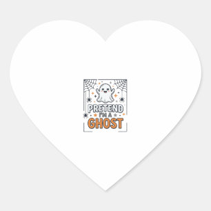 Pegatina En Forma De Corazón Finge Que Soy un Fantasma Lindo Halloween
