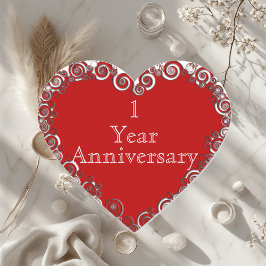 Pegatina En Forma De Corazón First Year Anniversary Milestone Romantic Modern 