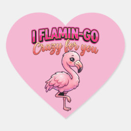 Pegatina En Forma De Corazón Flaimenco lindo de San Valentín–Me vuelvo loco por