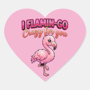 Pegatina En Forma De Corazón Flaimenco lindo de San Valentín–Me vuelvo loco por