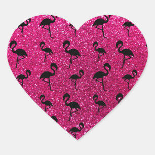 Pegatina En Forma De Corazón Flamencos de neón del purpurina de las rosas