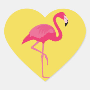 Pegatina En Forma De Corazón Flamingo
